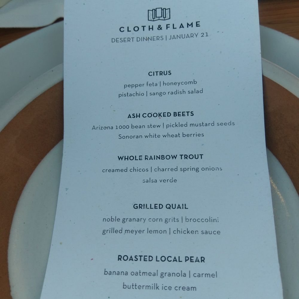 Cloth & Flame - The menu January 21st - Party & Event Planning Near Me - Phoenix, Arizona Cloth & Flame - The menu January 21st - Party & Event Planning Near Me - Phoenix, Arizona