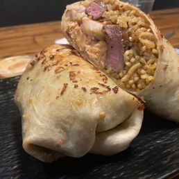 Shrimp, Angus, and salmon burrito Shrimp, Angus, and salmon burrito