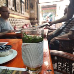 Amal - Moroccan mint tea not in a Morrocan mint tea glass.