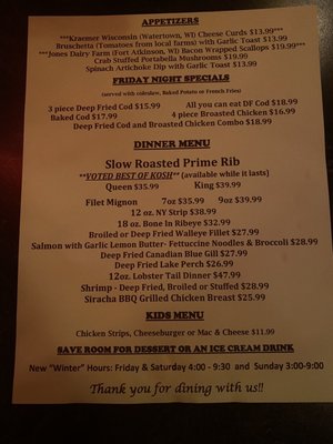 Menu photo 3 Buckhorn Supper Club Milton, WI Menu photo 3 Buckhorn Supper Club Milton, WI
