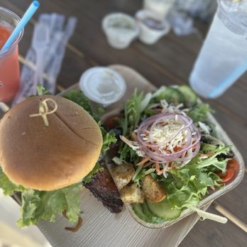 Coastal Orange Beach - Burger with side salad - Seafood Near Me - Orange Beach, Alabama
