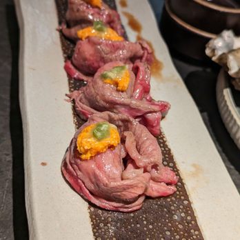 Chubby Cattle - Uni/wagyu nigiri - good, that small bit of uni was very strong in taste. - Barbeque Near Me - Monterey Park, California Chubby Cattle - Uni/wagyu nigiri - good, that small bit of uni was very strong in taste. - Barbeque Near Me - Monterey Park, California