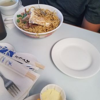 Sam Sato's - Dry mein w/side soup. Side order 2 eggs on top. - Bakeries Near Me - Wailuku, Hawaii Sam Sato's - Dry mein w/side soup. Side order 2 eggs on top. - Bakeries Near Me - Wailuku, Hawaii
