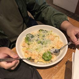 Shrimp Alfredo with broccoli