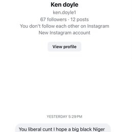 Ken Doyle harasses woman online.