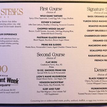 High Steaks Vegas - Restaurant week menu - Steakhouses Near Me - Las Vegas, Nevada
