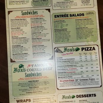 Fox's Restaurant & Pub - Menu - Pizza Near Me - Oak Lawn, Illinois