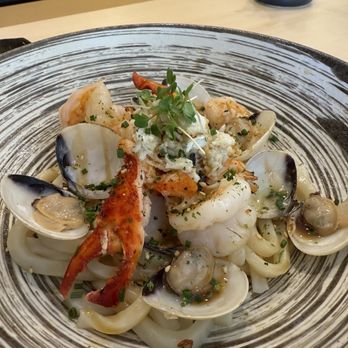 Mimoto - Seafood Udon -- add broth, or prepared prior to broth added. - Japanese Near Me - Naples, Florida Mimoto - Seafood Udon -- add broth, or prepared prior to broth added. - Japanese Near Me - Naples, Florida