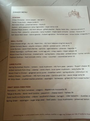 Menu photo 2 Restaurant at Hill Farm Sunderland, VT Menu photo 2 Restaurant at Hill Farm Sunderland, VT