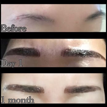 Bare Beauty Workshop - Before photo of my brows, then after the procedure photo, and a month after photo after a touch up. - Permanent Makeup Near Me - Flushing, New York Bare Beauty Workshop - Before photo of my brows, then after the procedure photo, and a month after photo after a touch up. - Permanent Makeup Near Me - Flushing, New York