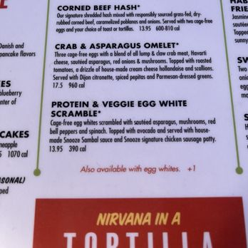 Snooze, an A.M. Eatery - The details on the Protein & Veggie Egg White Scramble. - Breakfast & Brunch Near Me - Nashville, Tennessee Snooze, an A.M. Eatery - The details on the Protein & Veggie Egg White Scramble. - Breakfast & Brunch Near Me - Nashville, Tennessee