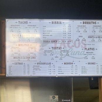 Tacos Don Luna - 9.19 Menu - Tacos Near Me - Anaheim, California