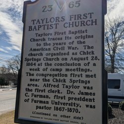 Taylors First Baptist Church - Taylors First Baptist Church Historical Marker