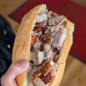 Banh Mi Hoa Phat - Roasted Pork Banh Mi was so delicious and stuffed with crispy pork belly - Sandwiches Near Me - Monterey Park, California Banh Mi Hoa Phat - Roasted Pork Banh Mi was so delicious and stuffed with crispy pork belly - Sandwiches Near Me - Monterey Park, California