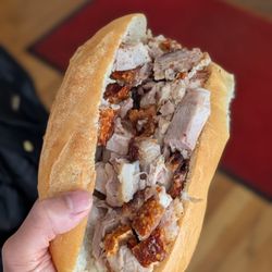 Roasted Pork Banh Mi was so delicious and stuffed with crispy pork belly