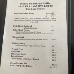 Ron's Roadside Grille - Menu