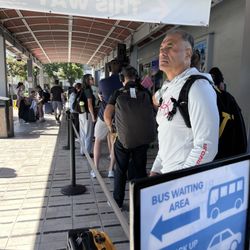 Budget Car Rental - Long line to get cars that have been previously reserved