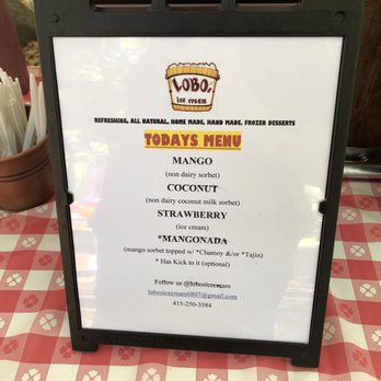 Lobo's Ice Cream - Menu of the day - Desserts Near Me Lobo's Ice Cream - Menu of the day - Desserts Near Me