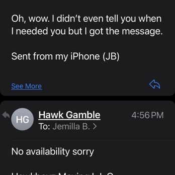 Hawkboyz Moving - Email convo - Movers Near Me - Garland, Texas