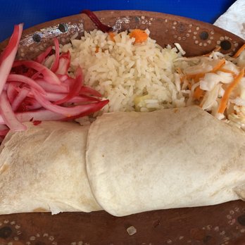 La Lomita - Beef burrito. The pickled/beet onions were actually pretty good. - Seafood Near Me - Isla Mujeres, ROO La Lomita - Beef burrito. The pickled/beet onions were actually pretty good. - Seafood Near Me - Isla Mujeres, ROO