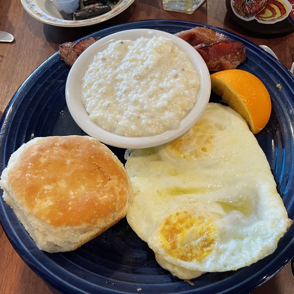 Floozies Pie Shop - The standard with over easy eggs, grits and bacon - Desserts Near Me - Louisa, Virginia Floozies Pie Shop - The standard with over easy eggs, grits and bacon - Desserts Near Me - Louisa, Virginia