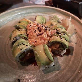 Spicy Fish - The center was a mix of crab, scallop and Mayo ... it was warm, with like a dragon roll wrapped around it. - Japanese Near Me