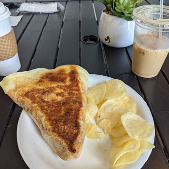The Burrow Cafe - Chipotle Chicken crepe with chips - Creperies Near Me - Albuquerque, New Mexico