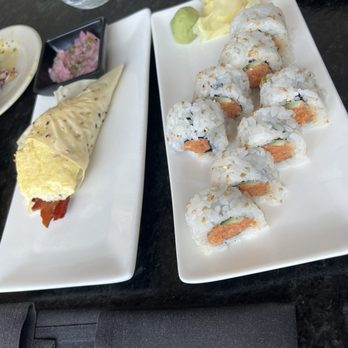 Jinsei Sushi - Breakfast Hand Roll and Spicy Tuna Roll - Sushi Bars Near Me - Birmingham, Alabama Jinsei Sushi - Breakfast Hand Roll and Spicy Tuna Roll - Sushi Bars Near Me - Birmingham, Alabama