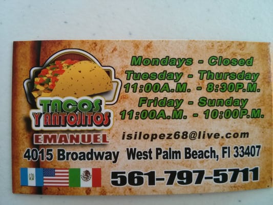 Menu photo 5 Tacos Y Antojitos Emanuel West Palm Beach, FL Menu photo 5 Tacos Y Antojitos Emanuel West Palm Beach, FL