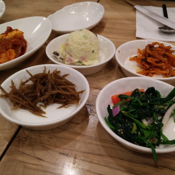 Five Senses - Our Banchan. They were all really good. Of course, I had to avoid the kimchi because I am a weak sauce. - Korean Near Me - New York, New York Five Senses - Our Banchan. They were all really good. Of course, I had to avoid the kimchi because I am a weak sauce. - Korean Near Me - New York, New York