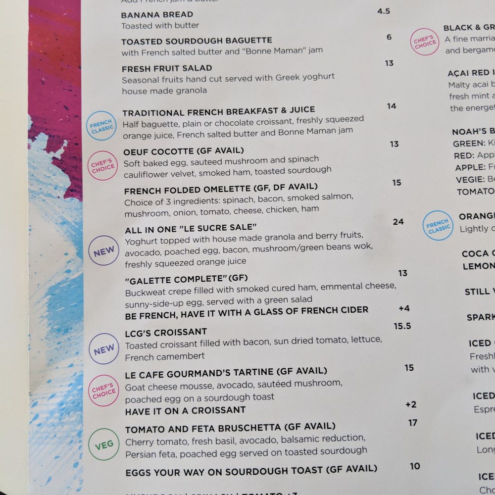 Breakfast menu Breakfast menu