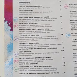 Breakfast menu Breakfast menu