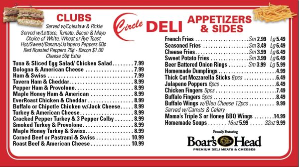 Menu photo 6 Circle Deli Hamilton, NJ