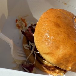 Mighty Mike's Meats - Pork belly sandwich with slaw