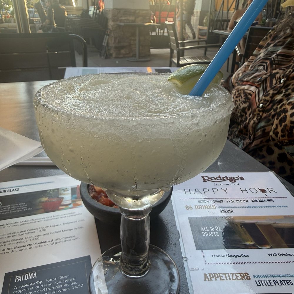 Frozen margarita from the happy hour menu
