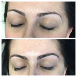 Buddha Brow - Before and after of microblading done by Shannon Stryker.
