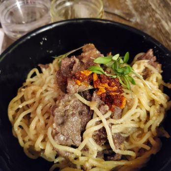 Saucy Oakland - Garlic noodles with beef. - Pan Asian Near Me - Oakland, California