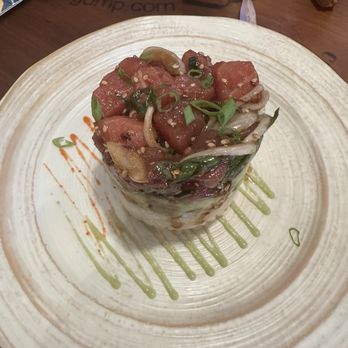 Bubba Gump Shrimp - Ahi tuna stack on white rice - Seafood Near Me - Long Beach, California