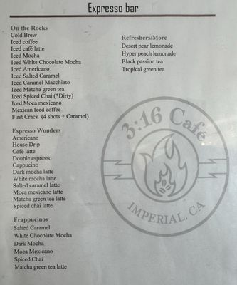 Menu photo 4 3:16 Cafe Imperial, CA Menu photo 4 3:16 Cafe Imperial, CA
