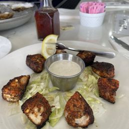 Swordfish bites and that stellar house-made vinegar for the freshest oysters