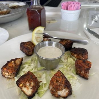 Catch Oyster Bar - Swordfish bites and that stellar house-made vinegar for the freshest oysters - Seafood Near Me - Patchogue, New York