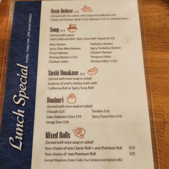 Ozen - Lunch menu - Ramen Near Me - Rancho Cucamonga, California