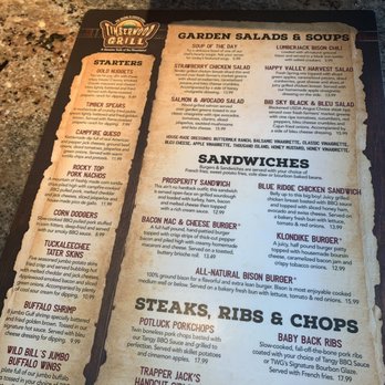 Timberwood Grill - Front of menu - Burgers Near Me - Pigeon Forge, Tennessee