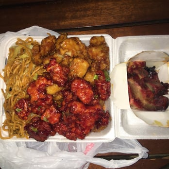 Hong Kong Express - Three item combination with orange chicken, bbq chicken and bbq pork. - Chinese Near Me - Costa Mesa, California Hong Kong Express - Three item combination with orange chicken, bbq chicken and bbq pork. - Chinese Near Me - Costa Mesa, California