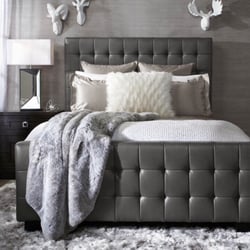 La Mega Furniture Wholesale - This bed comes in gray , black or white leather.. How perfect is this bed?!