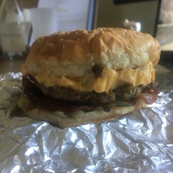 Five Guys - Bacon cheeseburger with added jalapeños - Fast Food Near Me - San Jose, California Five Guys - Bacon cheeseburger with added jalapeños - Fast Food Near Me - San Jose, California