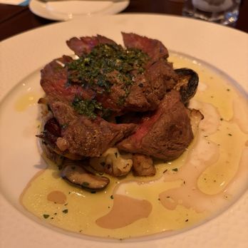Lupi & Iris - Bavette Wood oven roasted wagyu sirloin steak with roasted carrots, sauteed mushrooms & persillade sauce - Mediterranean Near Me - Milwaukee, Wisconsin