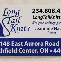 Long Tail Knits - Business Card with hours and website