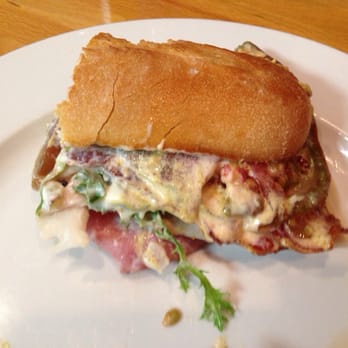 Hatch Sandwich Bar - This is a grilled club.  It was very sloppy between mayo, mustard and cheese.  It had good flavor. - American Near Me - Hickory, North Carolina