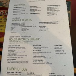 Van Ness's Time Out Sports Bar - Menu